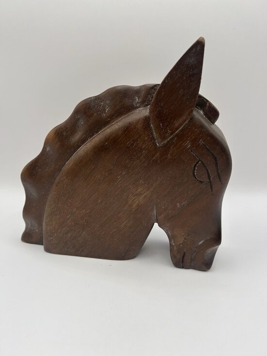 Unbranded Other - Wood Horse Head Sculpture Mid Century Modern Hand Carved Figurine MCM Rustic